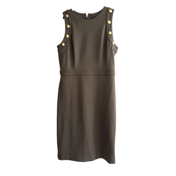 WHBM Luxe Stretch Sleeveless Button Detail Dress Sheath Sergeant Green Size 8 - Picture 6 of 16